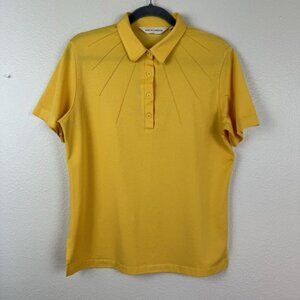 Vintage David Smith Sunshine Yellow Sun Ray Stitching Polo Top Medium